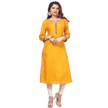 Yellow plain rayon kurti 4
