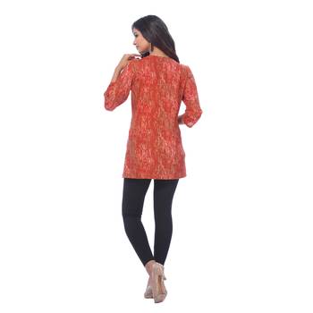 Red printed rayon kurti 2