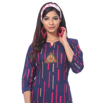 Purple printed rayon kurti 1