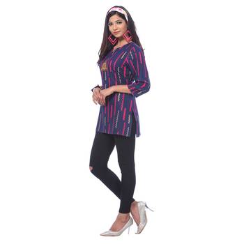Purple printed rayon kurti 3
