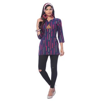 Purple printed rayon kurti 4