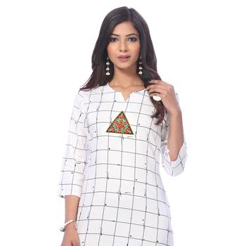 White printed rayon kurti 1
