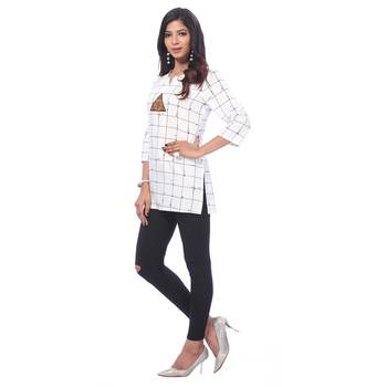 White printed rayon kurti 3