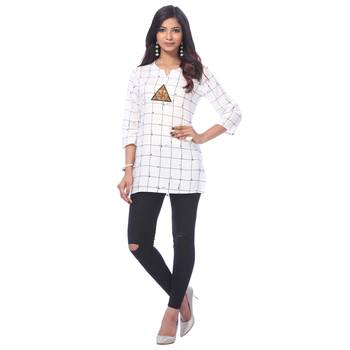 White printed rayon kurti 4