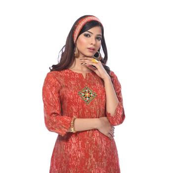 Red printed rayon kurti 1