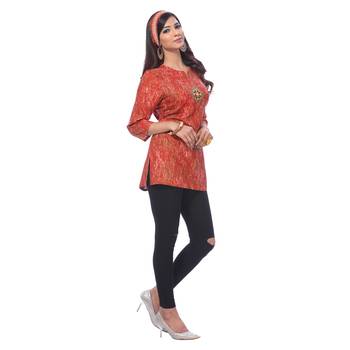 Red printed rayon kurti 3
