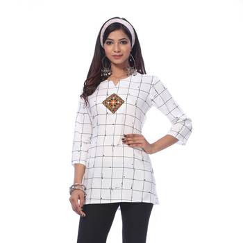 White printed rayon kurti 1