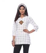 White printed rayon kurti