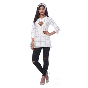 White printed rayon kurti 4
