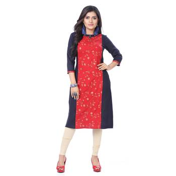 Red printed rayon kurti 1