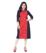 Red printed rayon kurti