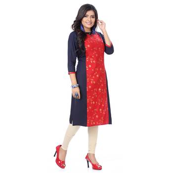 Red printed rayon kurti 3