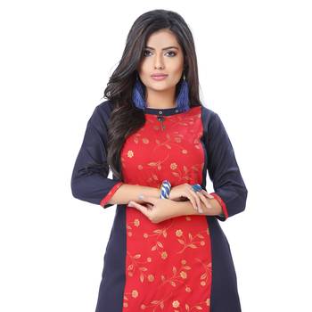 Red printed rayon kurti 4