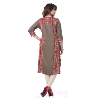 Brown embroidered rayon kurti 2