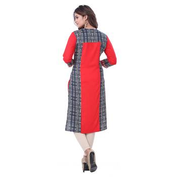 Red embroidered rayon kurti 2