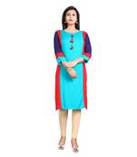 Blue plain rayon kurti