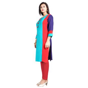 Blue plain rayon kurti 2