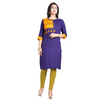 Blue plain rayon kurti 1