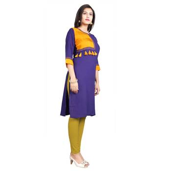 Blue plain rayon kurti 3