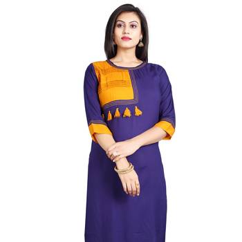 Blue plain rayon kurti 4