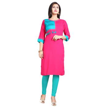 Pink plain rayon kurti 1
