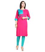 Pink plain rayon kurti