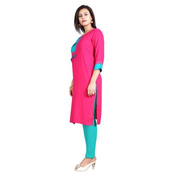 Pink plain rayon kurti 3