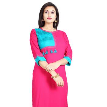 Pink plain rayon kurti 4