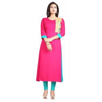 Pink embroidered rayon kurti 1