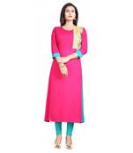 Pink embroidered rayon kurti