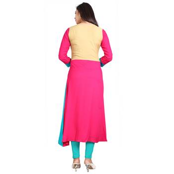 Pink embroidered rayon kurti 2