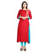 Red embroidered rayon kurti