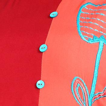 Red embroidered rayon kurti 4
