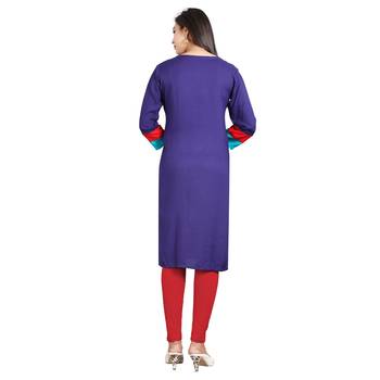 Navy-blue plain rayon kurti 2