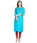 Blue plain rayon kurti