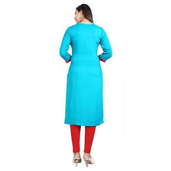 Blue plain rayon kurti 2