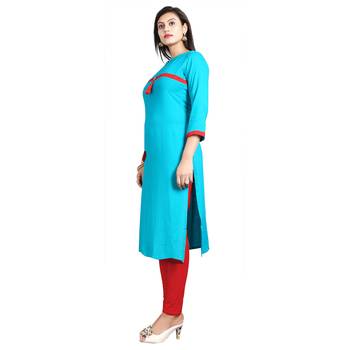 Blue plain rayon kurti 3