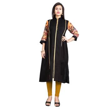 Black printed rayon kurti 1
