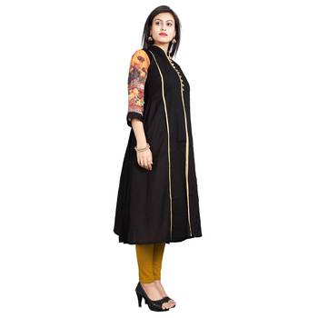 Black printed rayon kurti 3