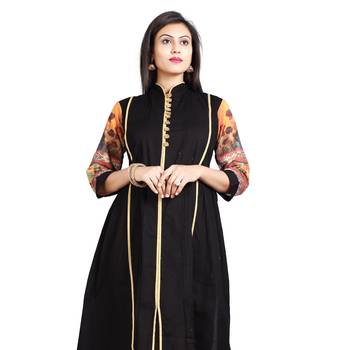Black printed rayon kurti 4