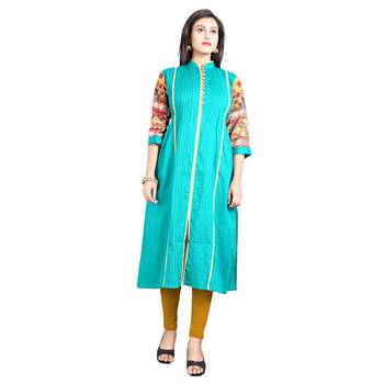 Blue printed rayon kurti 1