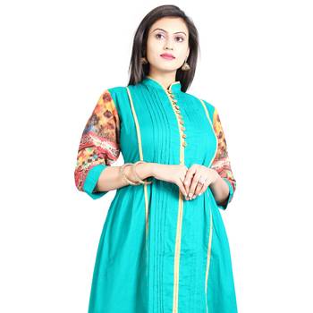 Blue printed rayon kurti 4