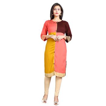 Pink plain rayon kurti 1