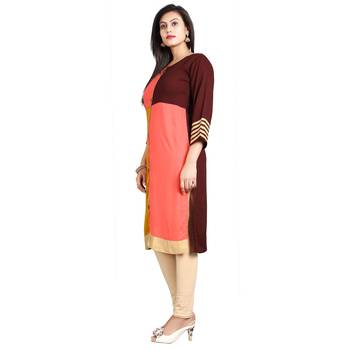 Pink plain rayon kurti 4