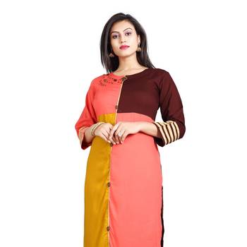 Pink plain rayon kurti 5