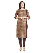 Brown printed cotton kurti