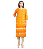 Orange printed rayon kurti