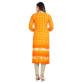 Orange printed rayon kurti 2