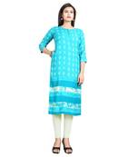 Blue printed rayon kurti