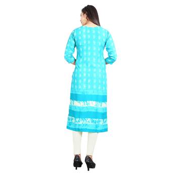 Blue printed rayon kurti 2